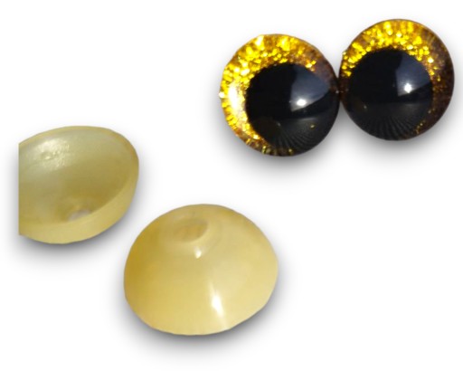 Očká na hračky maskota 25 mm pre makramé Golden Pair so svorkou