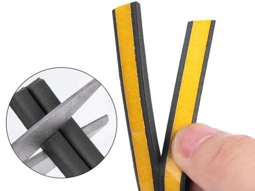 SAMOLEPIACE ZVUKOVÉ TESNENIE NA DVERE, OKNÁ, 9mm*2mm*5m, typ I, ČIERNA