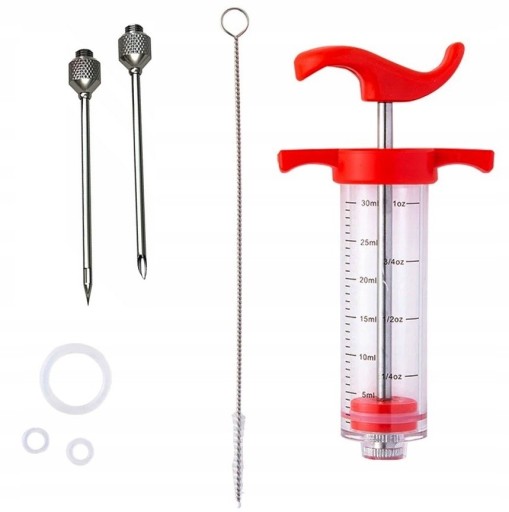 Striekačka na nakladanie, postrek mäsa s marinádou 30ml, INJEKTOR S 2 IHLAMI