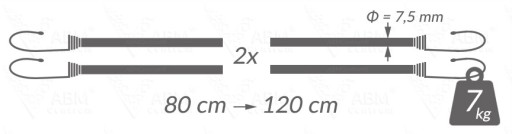 2 x ELASTICKÉ GUMOVÉ KÁBLO 80 cm UPEVŇOVACIE HÁKY