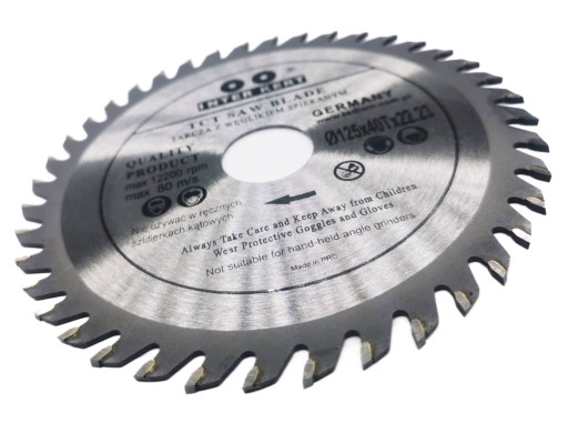WIDIOWA KOTÚČ NA REZANIE DREVA 125 mm X 22,23 mm PÍLA 40T