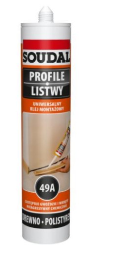 SOUDAL MONTÁŽNE LEPIDLO 49A NA PROFILY DREVENÝCH PÁSOV A OBKLADOV UNIVERZÁLNE 280ml