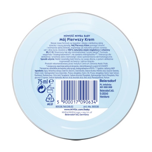 NIVEA BABY Môj prvý krém na tvár, ruky a celé telo pre deti 75ml