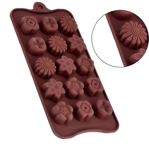 Silikónová forma, forma na čokolády, pralinky, sušienky, želé Flowers Mix