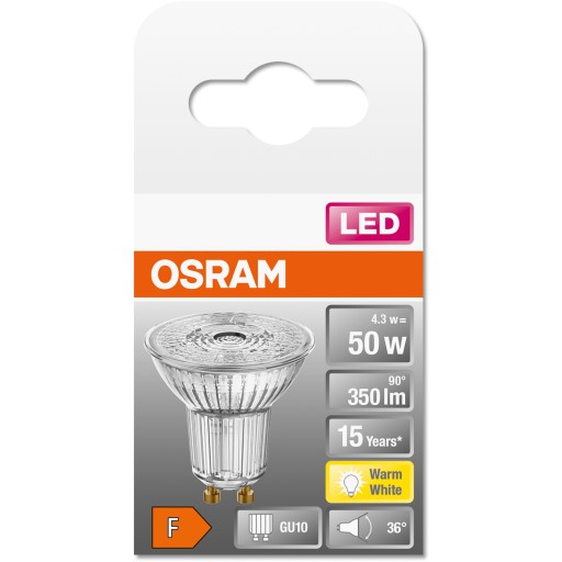 GU10 LED žiarovka 4,3W = 50W 350lm 2700K 36° OSRAM