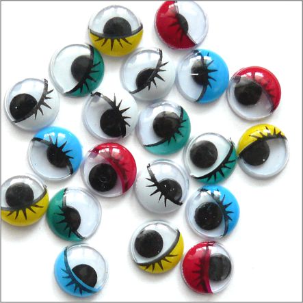 Farebné pohyblivé oči, okrúhle, 12 mm, 100 ks.