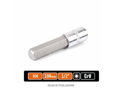 Imbusový kľúč 4mm 1/2'' HEX 100mm TEGER