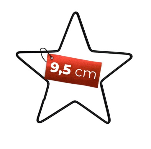 Kovová hviezda ČIERNA 9,5 cm, drôtený podstavec