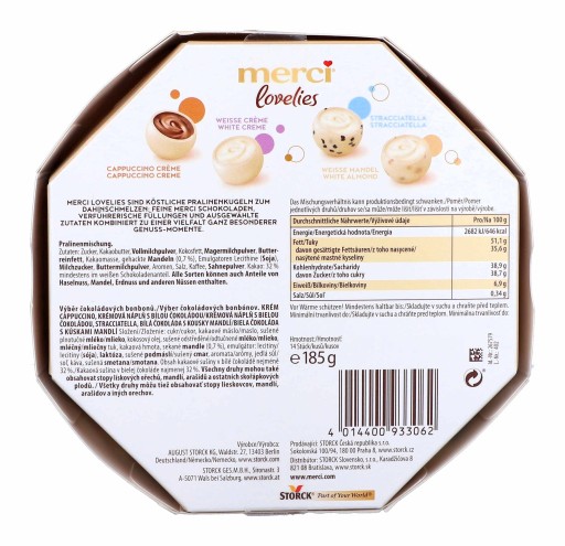Pralinkové čokolády ku dňu babičky MERCI Lovelies White 185g DARČEK