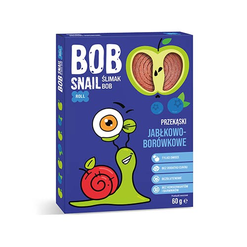 Jablko, čučoriedka, snack bez cukru 60g BOB SNAIL