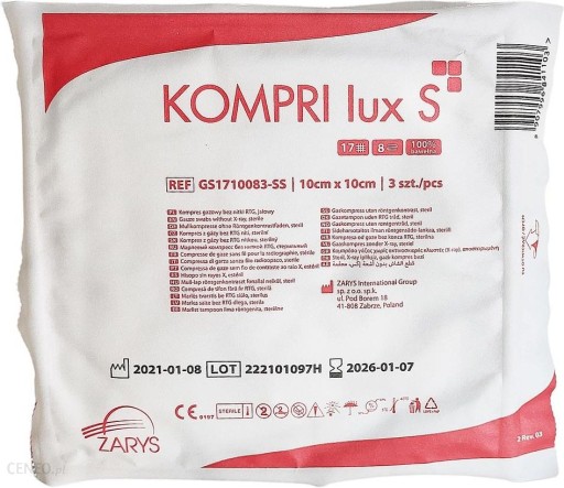 KOMPRI Lux S gázové obklady 10x10cm 3 kusy