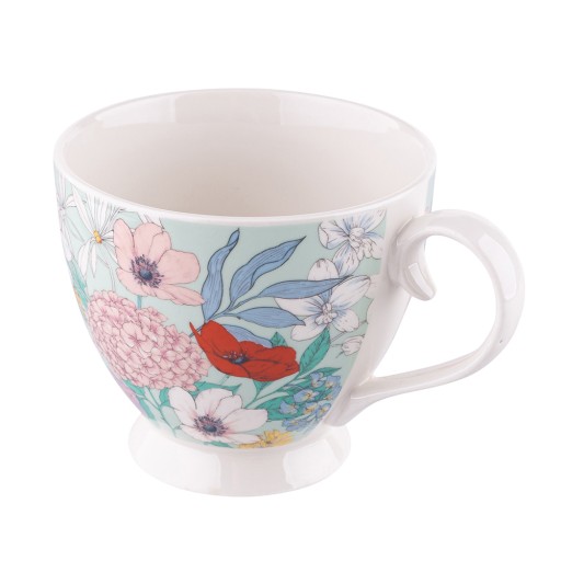 Veľká porcelánová šálka s kvetmi, jumbo hrnček Altom Design Folk 350 ml