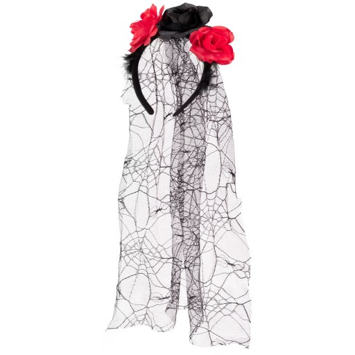 ČELENKA HALLOWEEN ROSE GOTH ČERVENÝ KARNEVAL strašidelný kostým