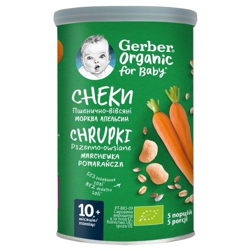 GERBER BIO Pšeničné a ovsené chrumky Mrkva pomaranč 35g