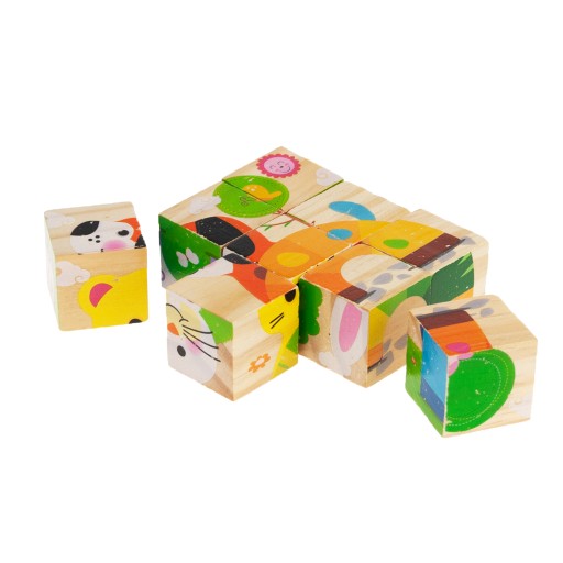 PUZZLE DREVENÉ BLOKY zvieracie puzzle 6v1