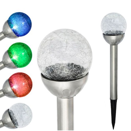 Solárna záhradná lampa LED sklenená guľa RGB