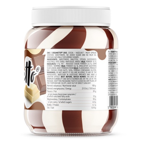 OstroVit CREAMETTO DUO Mliečny orieškový KRÉM 350g