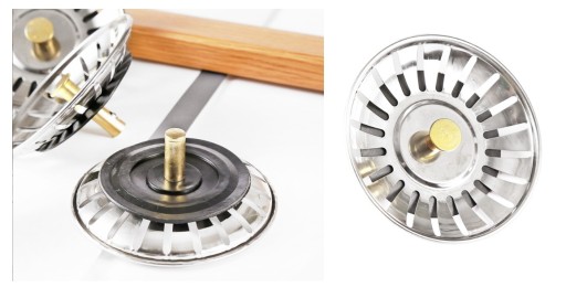 KOVOVÁ ZÁSTRČKA NA DREZ, VEĽKÉ SITKO, ODNÍMATEĽNÉ KLIKNUTÍM, 78MM
