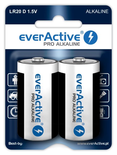 2x alkalické batérie everActive D LR20 (blister)