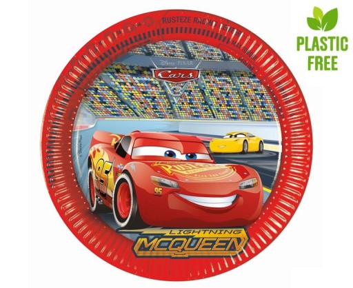 8 ks Cars 3 Cars papierové taniere Zygzag, 23 cm
