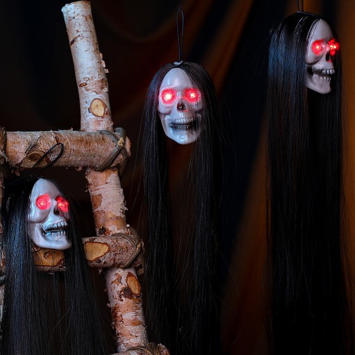 ZAVISIACA SVIETIACA HLAVA LEBKA LED DEKORCIA DO VLASOV HALLOWEENSKA OZNAKA 50cm