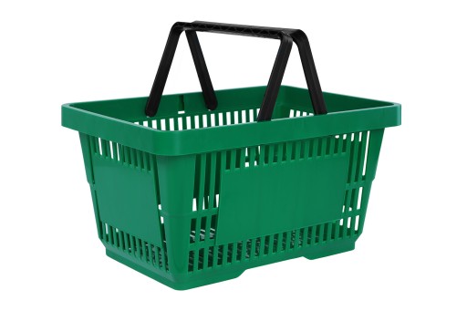 Košík Nákupný košík, tmavozelený plastový nákupný košík