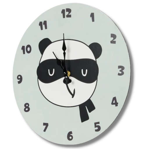 Detské nástenné hodiny, mätová panda, 33 cm