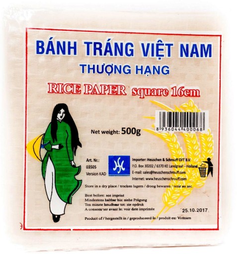 Vietnamský štvorcový ryžový papier na jarné rolky 16cm 500g H&S