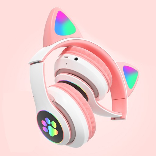 SLÚCHADLÁ PRE DETI BLUETOOTH LED RGB MAČACIE UŠI