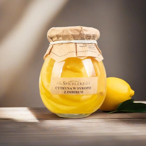 Citróny v sirupe so zázvorom, plátky citróna na čaj, 260 g, prírodný