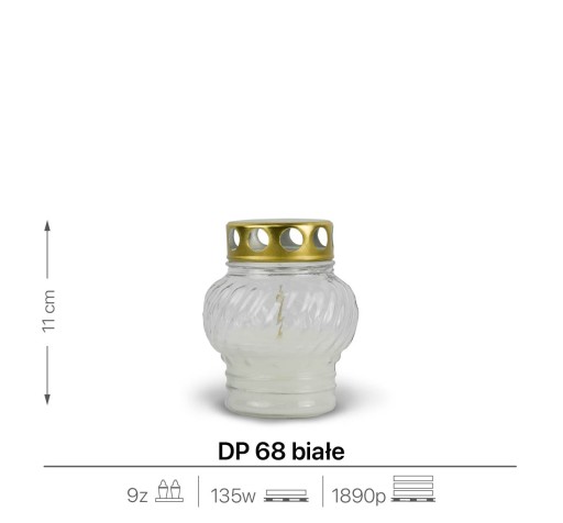 Sviečka liata sklenená 10 cm Bezfarebná DP68