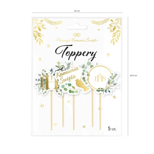 Toppery SVÄTÉ prijímanie IHS PIKERY ozdoby ozdoby na tortu muffiny 5 ks
