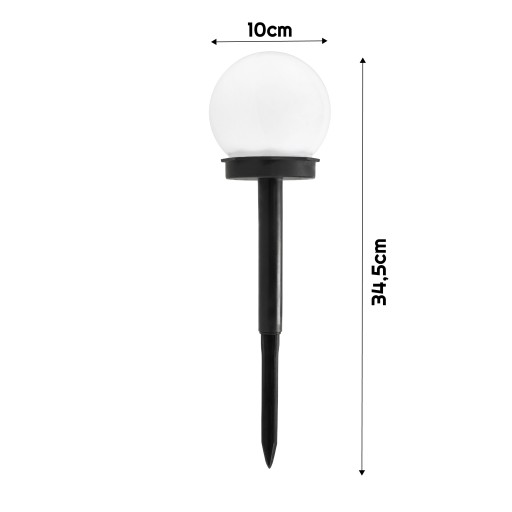 Solárne LED záhradné svietidlo, BIELA GUĽA, 10 cm, Vodotesné IP44