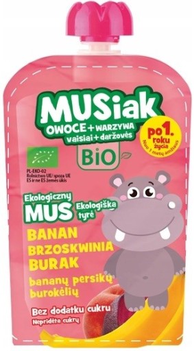 Ovocno-zeleninová pena banán broskyňa cvikla 100g BIO MUSiak