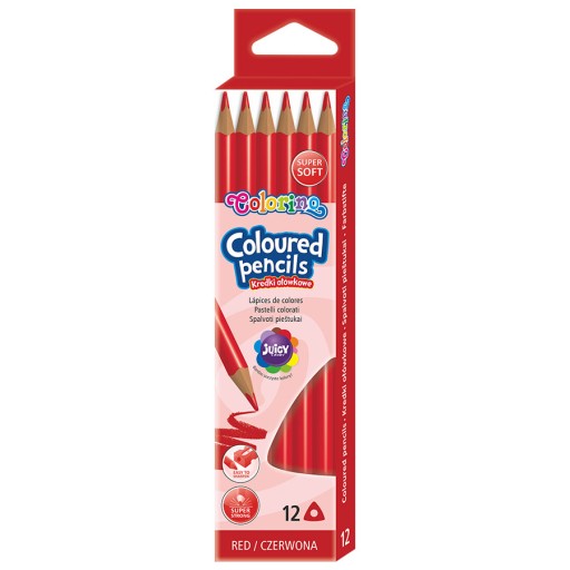 COLORINO TROJUHOLNÍKOVÉ CERÚŽKY 12 ks ČERVENÉ