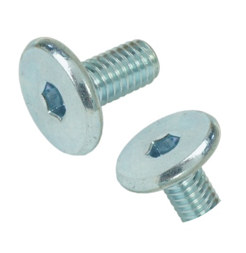 10x metrická skrutka M6 x 12 mm biela pozinkovaná s hlavou valca, nábytková skrutka