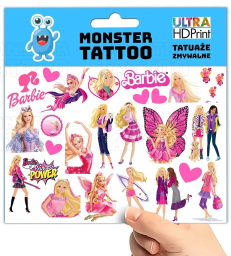 UMÝVAJÚCE DOČASNÉ TETOVANIE PRE DETI BARBIE DETI ORIGINÁLNE VZORY