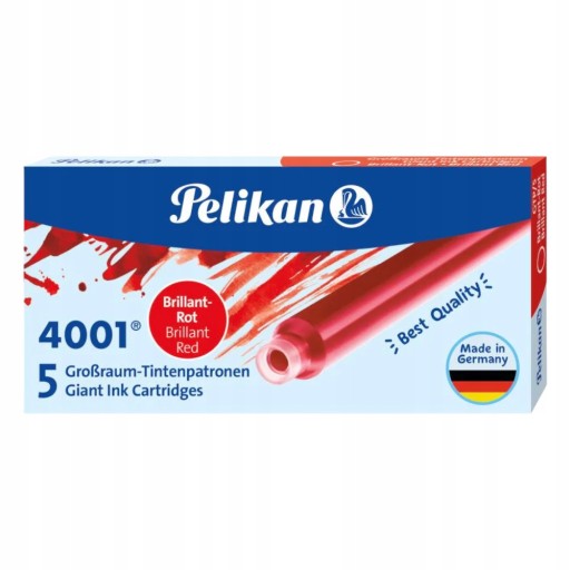 Dlhé atramentové náplne - Pelikan - bal 5 ks - ČERVENÁ