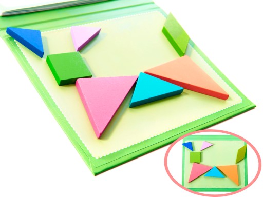 Magnetická kniha s 3D puzzle blokmi tangramu