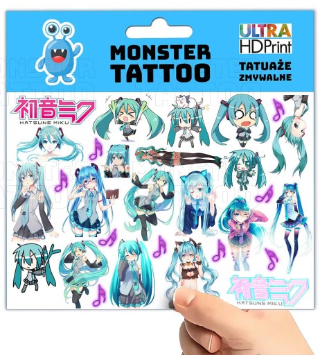 UMÝVAJÚCE DOČASNÉ TETOVANIE PRE DETI HATSUNE MIKU ORIGINÁLNE DIZAJNY
