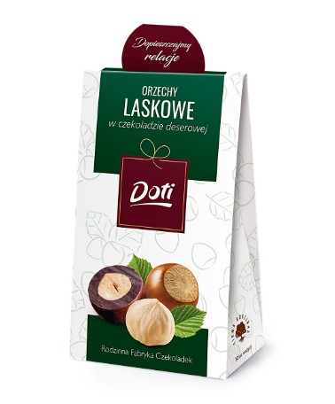 Lieskové oriešky vo vrecúšku Premium tmavá čokoláda Doti 100 g