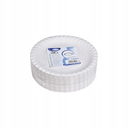 Biele papierové taniere, jednorázové dezertné taniere, 18 cm - 100 ks.