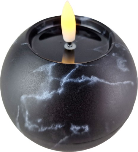 Dekoratívna sviečka na batérie KULA Black Marble LED s výdržou až 30 dní
