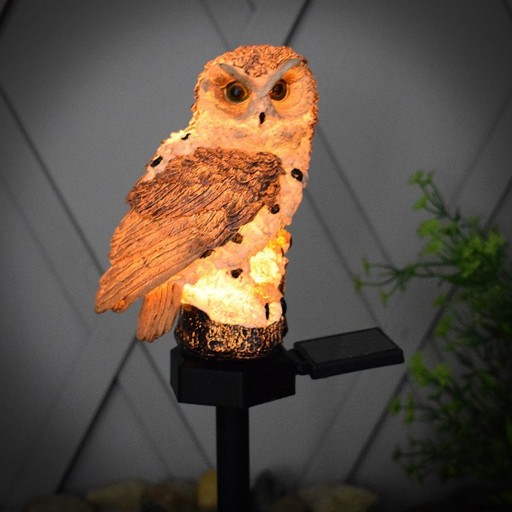 ZÁHRADNÁ SOLÁRNA LAMPA SOVA, VODEODOLNÁ, VEĽKÁ LED