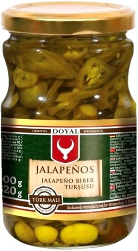 Pálivá paprička jalapeňo, nakrájaná na plátky, v marináde 370g Doyal kebab