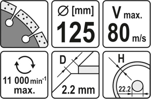 DIAMANTOVÝ DISK BETÓNOVÝ TEHLA SEGMENT 125mm YATO