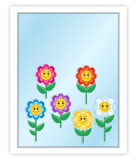 Jarná dekorácia do okien SMILY FLOWERS (obojstranná, 6 ks)