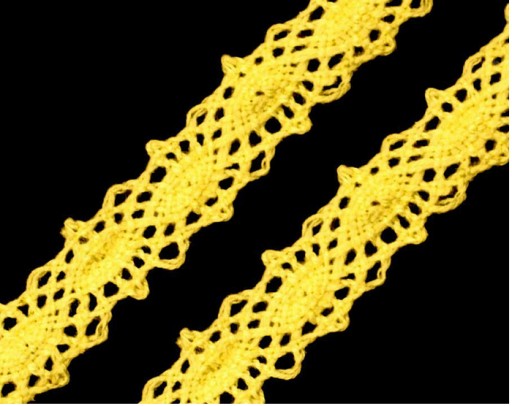 Bavlnená paličkovaná čipka 12 mm 1 m žltá
