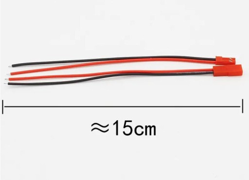 JST 2PIN konektor s LiPo RC BEC Káble batérie červená zástrčka + 2P zásuvka