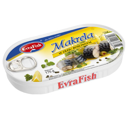 Konzervovaná makrela v repkovom oleji EvraFish 170g
